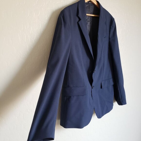 Zara Houndstooth Blazer Suit Jacket Coat Navy Blue Sz Men's 40 Regular Fit Lined - Picture 5 of 13